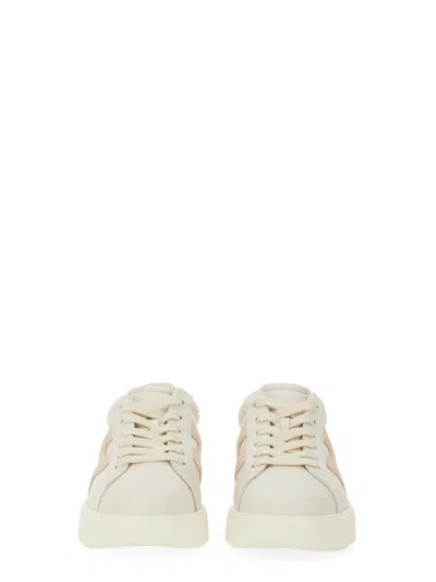 Hogan Leather Sneakers Rebel Panelled Platform Round Suede In White