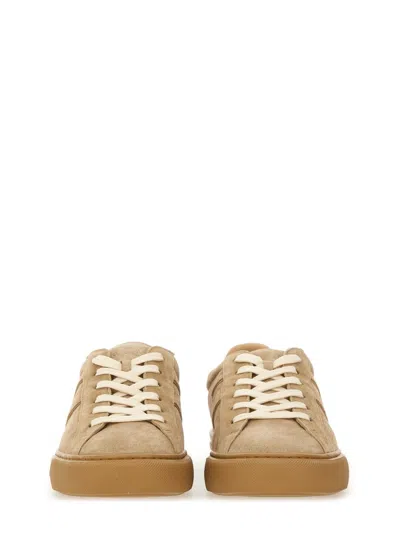 Hogan Low-top Suede Sneakers With Tonal Lateral Detail In Brown