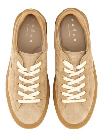 Hogan Low-top Suede Sneakers With Tonal Lateral Detail In Brown