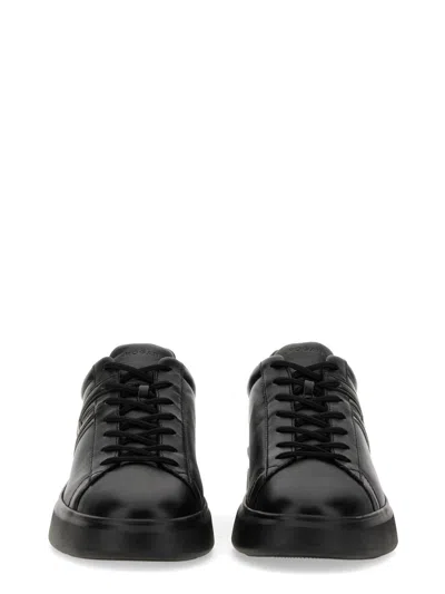 Hogan Black Leather Sneakers In Black