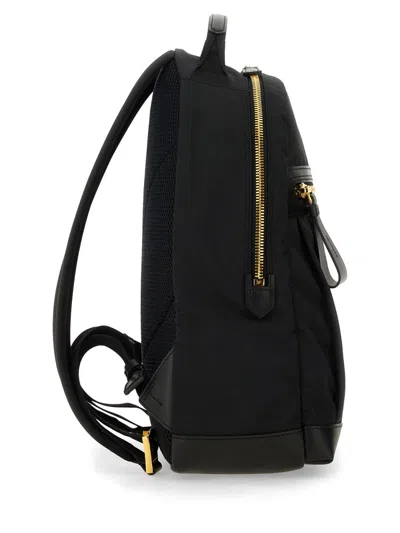 Tom Ford Leather Detailed Nylon Backpack Bags In Black