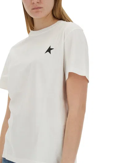 Golden Goose Logo Print Cotton T Shirt In White