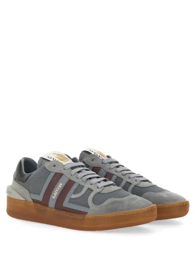 Lanvin Mesh, Suede And Nappa Leather Sneaker In Gray