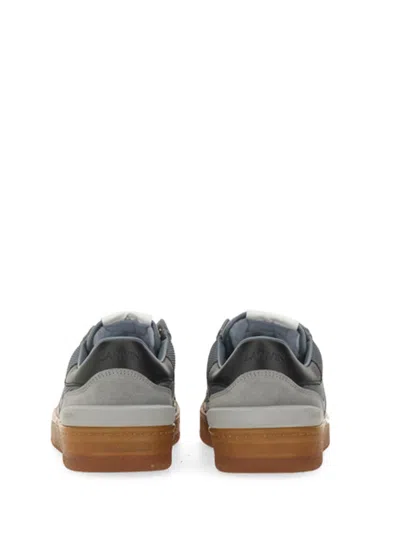 Lanvin Mesh, Suede And Nappa Leather Sneaker In Gray