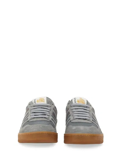 Lanvin Mesh, Suede And Nappa Leather Sneaker In Gray