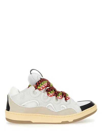 Lanvin Multicolor Leather And Suede Curb Chunky Sneakers In White