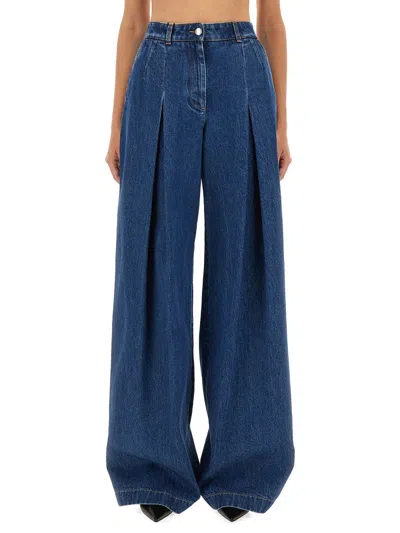 Dolce & Gabbana Jeans With Inverted Pleats In Blue