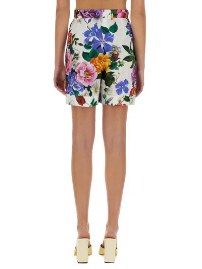 Dolce & Gabbana Multicolor Bermuda Shorts With All-over Floral Pattern Print In Cotton Woman In Multi