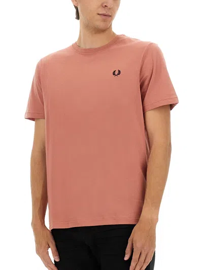 Fred Perry Cotton T-shirt In Pink