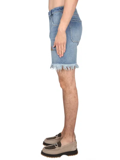 Fendi Men Denim Bermuda Shorts In Blue