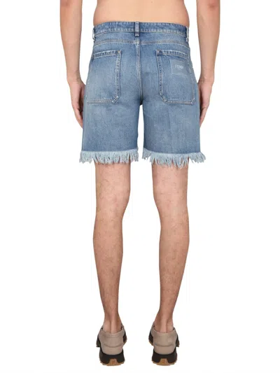 Fendi Men Denim Bermuda Shorts In Blue