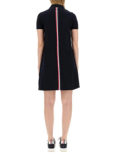 Thom Browne Cotton Pique Polo Shirt Dress In Black