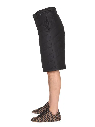 Fendi Quilted Silk Bermuda Shorts In Black