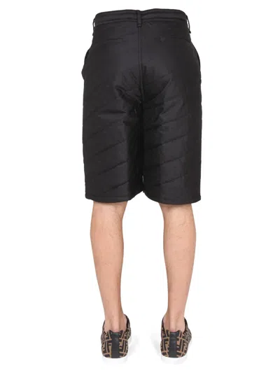 Fendi Quilted Silk Bermuda Shorts In Black