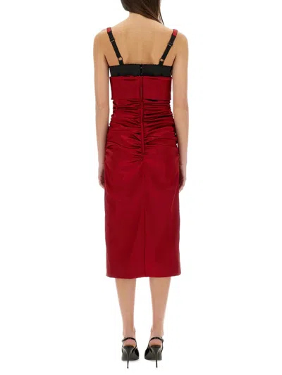 Dolce & Gabbana Women Red Dress With Bustier Design And Ruffled Details In Fabric Woman In Multi