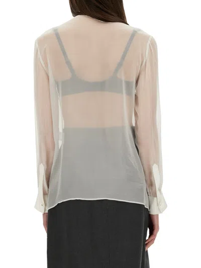 Dolce & Gabbana Chiffon Shirt With Bow In White