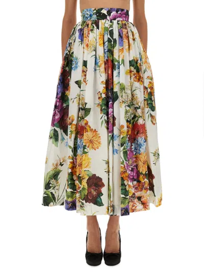 Dolce & Gabbana Flower Bouquet Print Skirt In Multi