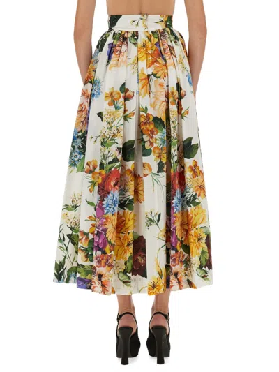 Dolce & Gabbana Flower Bouquet Print Skirt In Multi