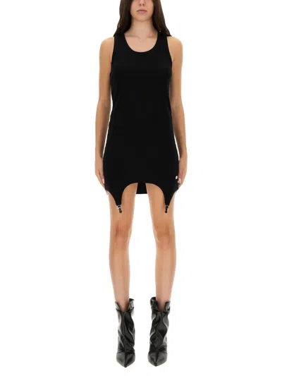 Jean Paul Gaultier Cotton Ribbed Tank Top With Lingerie Garter In Black