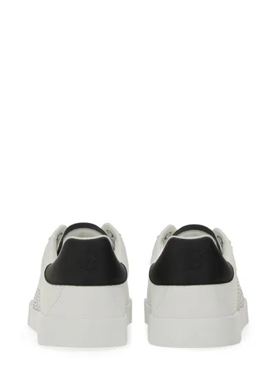 Dolce & Gabbana Portofino Light Sneakers In Black And White Leather