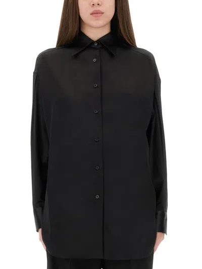 Tom Ford Stretch Silk Satin Relaxed Fit Shirt Clothing In Black