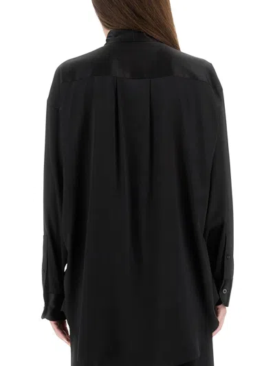Tom Ford Stretch Silk Satin Relaxed Fit Shirt Clothing In Black