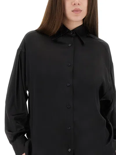 Tom Ford Stretch Silk Satin Relaxed Fit Shirt Clothing In Black