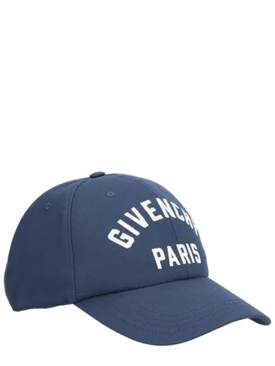 Givenchy Men Baseball Cap With Embroidered Logo In Blue