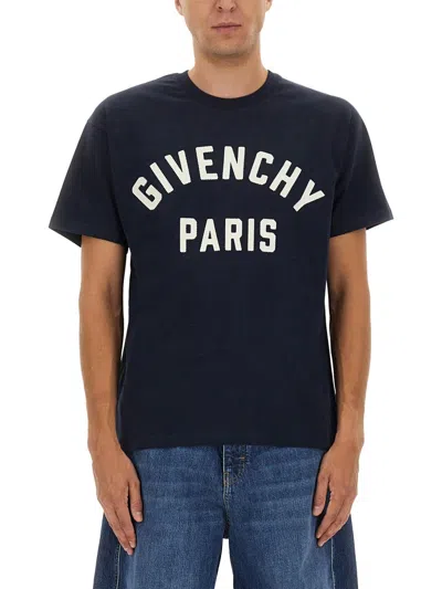 Givenchy Men T-shirt With Logo In Blue