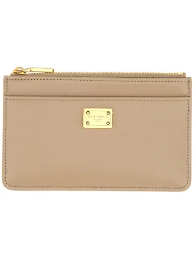 Dolce & Gabbana Calfskin Plongé Card Holder In Neutral