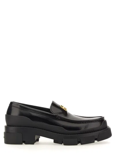 Givenchy Terra Loafers In Leather With 4g Logo Plaque In Black