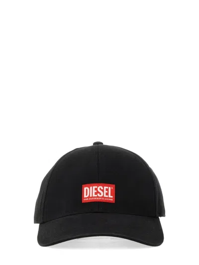 Diesel Logo-patch Baseball Cap In Black