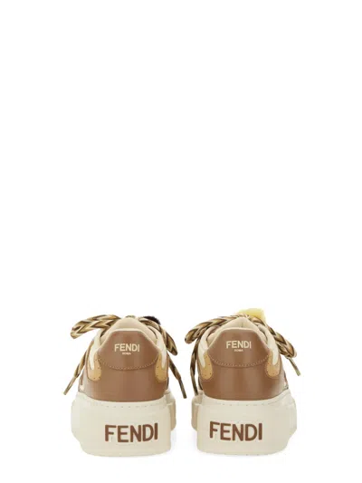 Fendi Sneakers Chunky Sole Contrast Panels In Sand