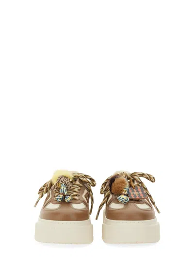 Fendi Sneakers Chunky Sole Contrast Panels In Sand
