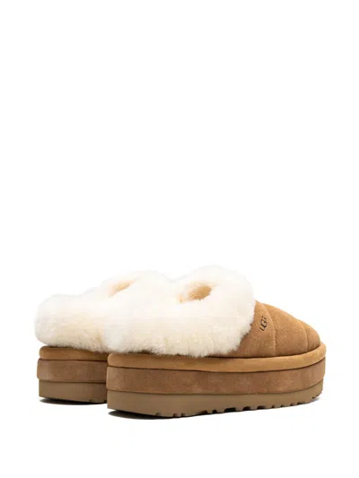 Ugg Chestnut Suede Slides Faux Fur