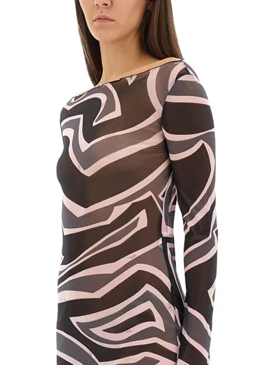 Pucci Labyrinth Print Dress In Brown