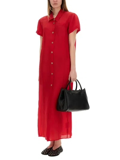 Khaite Effy Silk And Cotton Organza Maxi Dress In Red