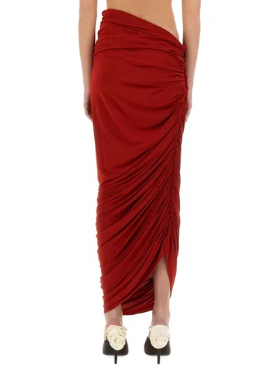 Magda Butrym Asymmetrical Draped Midi Skirt In Red