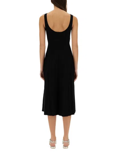 Staud Fitted Black Midi Dress In Black