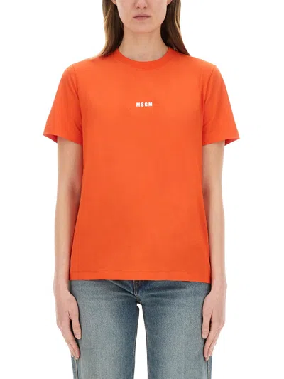 Msgm Tshirt With Logo In Red