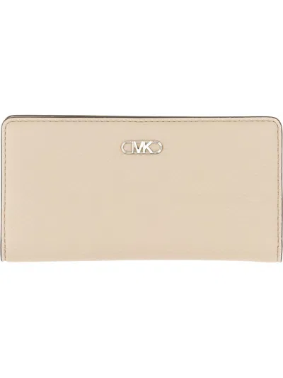 Michael Michael Kors Cow Leather Wallet With Zippered Compartment In Sand