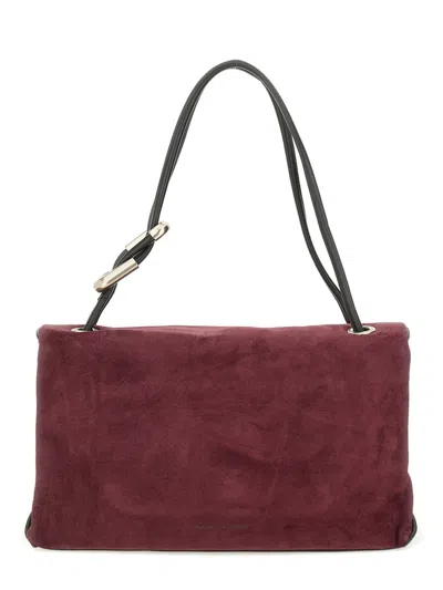 Marc Jacobs Rectangular Suede Shoulder Bag With Adjustable Strap In Burgundy
