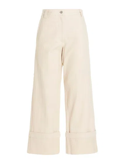 Moncler Genius Flared Pants With Zipper Closure In Neutral
