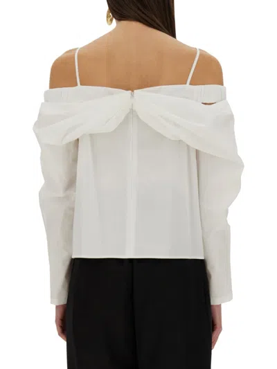Nina Ricci Strap Detail Off-shoulder Shirt In White