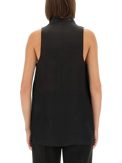 Khaite Black Solid Mock Collar Top In Black