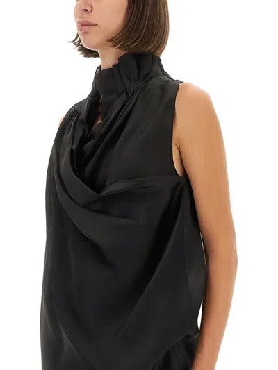 Khaite Black Solid Mock Collar Top In Black