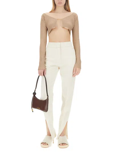 Jacquemus Side Split Straight-leg Pants In White