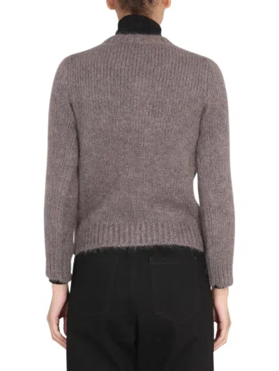 Raf Simons Mohair Crewneck Sweater In Gray