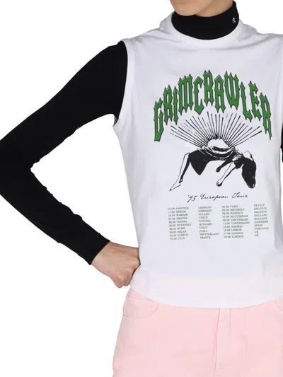 Raf Simons Grimcrawler-print Sleeveless Top In White