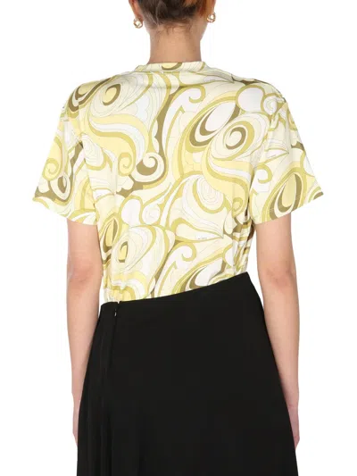 Raf Simons Hippie-inspired Allover Pattern Crew Neck T-shirt In Yellow